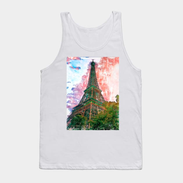 Eiffel Tower Red Sky Paris. For Eiffel Tower & Paris Lovers. Tank Top by ColortrixArt